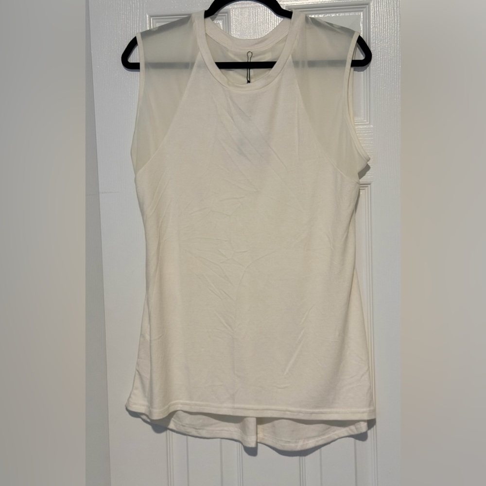 ZYIA Ivory Mesh Boyfriend Lounge Tank